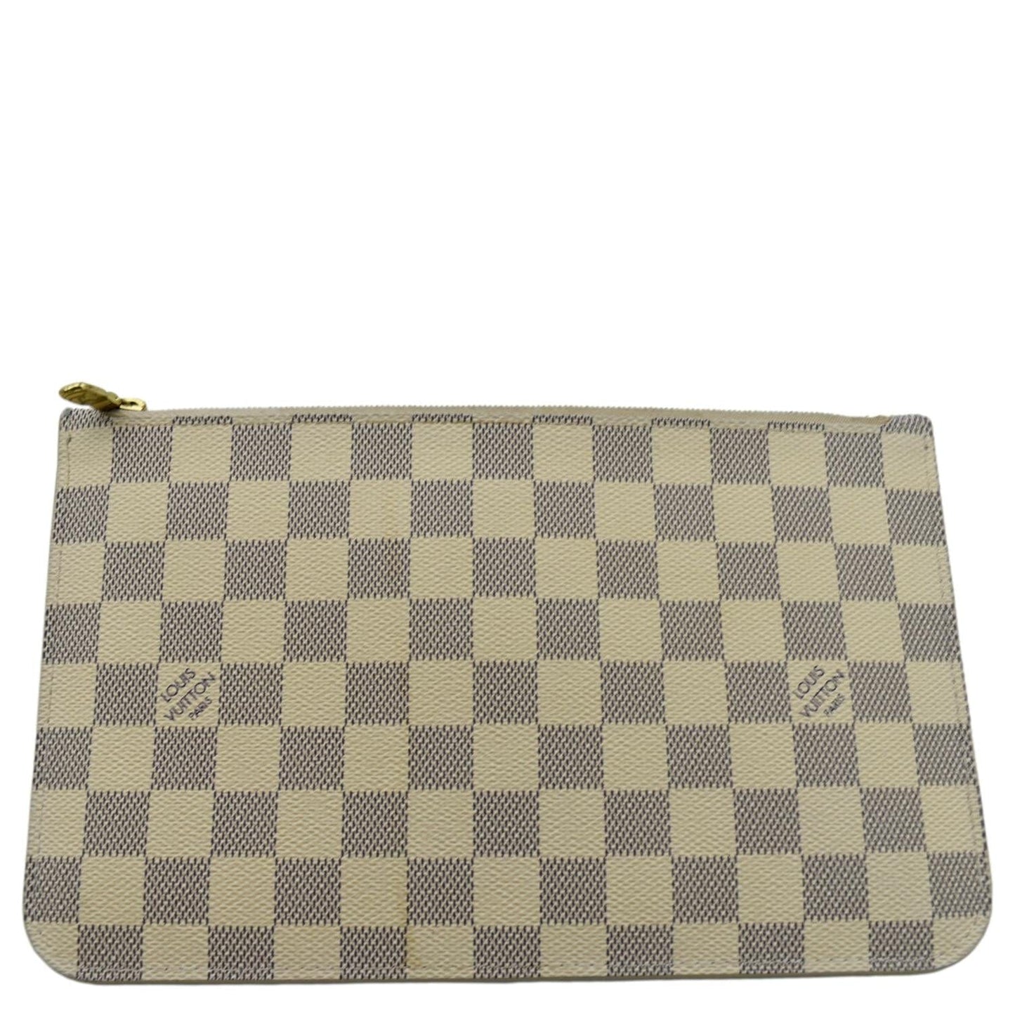LOUIS VUITTON Neverfull GM Damier Azur Pochette Wristlet Pouch White