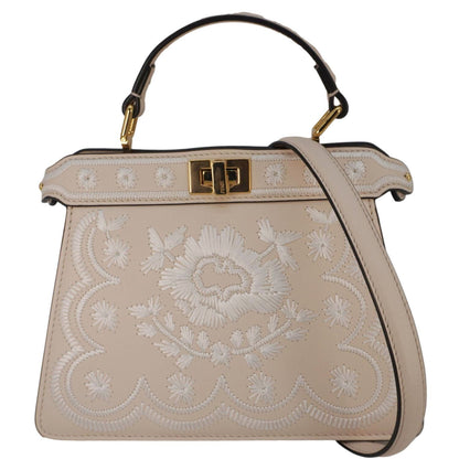 Fendi Peekaboo Leather Red Tote Bag Leather