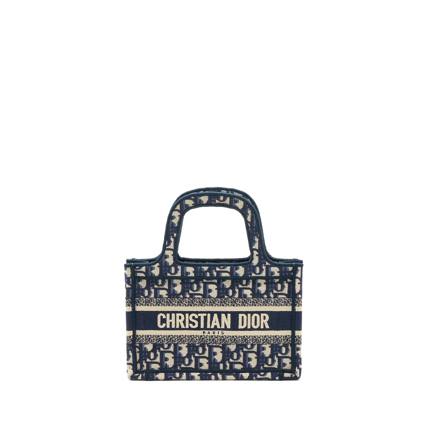 Dior Mini Book Tote Blue Oblique Embroidery