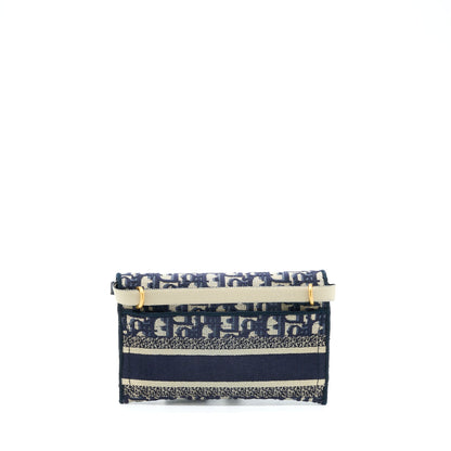 Dior Saddle Slim Pouch Blue Dior Oblique Embroidery