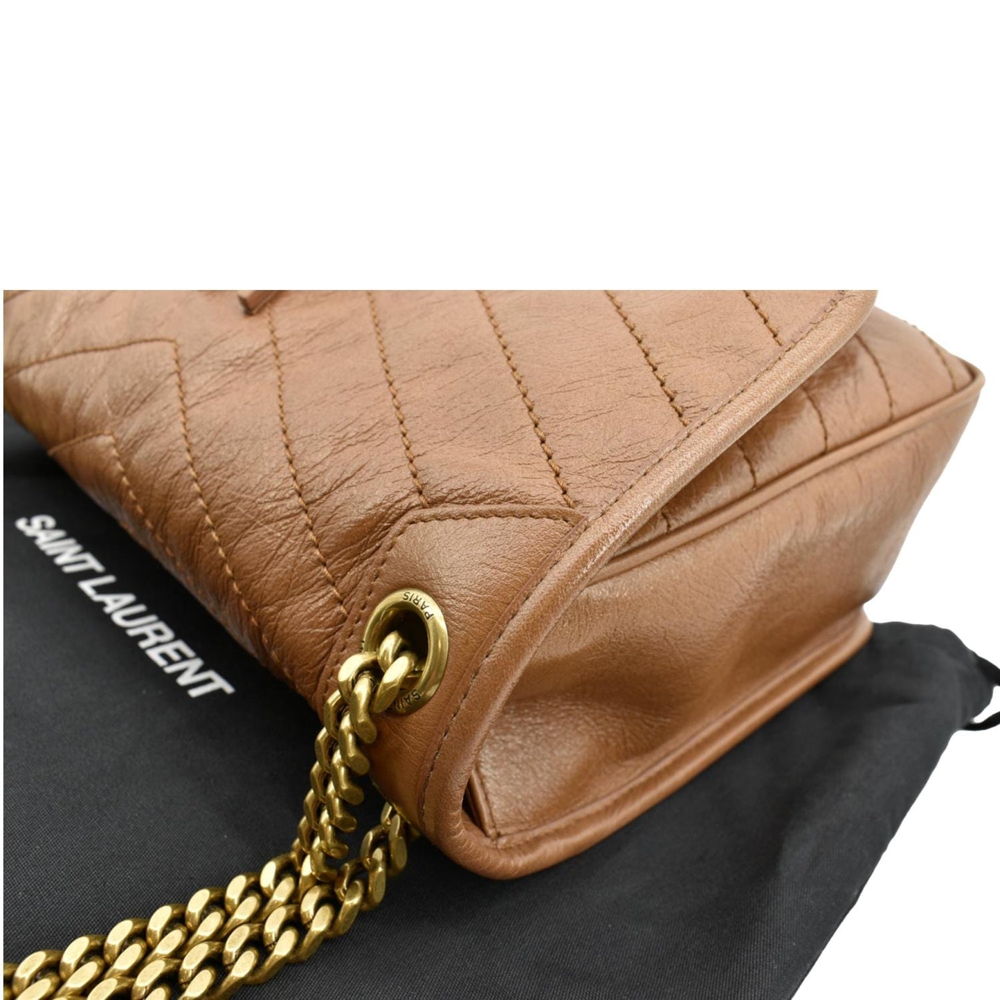 Saint Laurent Niki Leather Brown Crossbody Leather