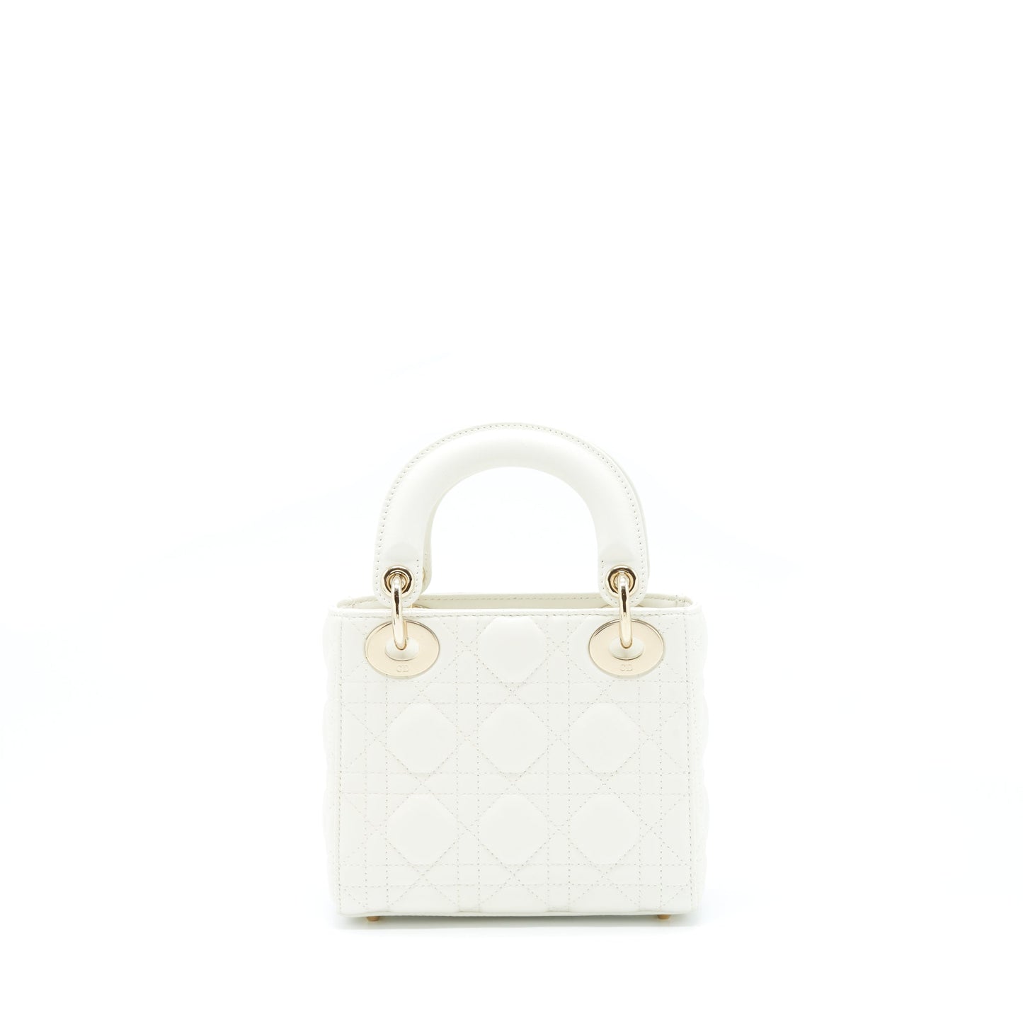 Dior Mini Lady Dior Tote Purse Lambskin White