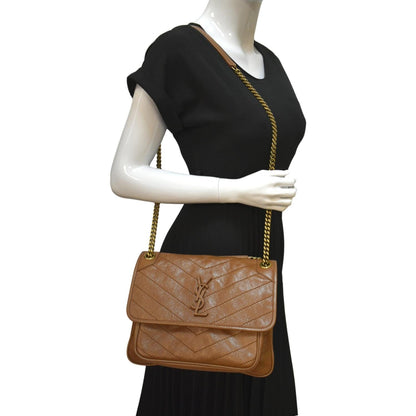 Saint Laurent Niki Leather Brown Crossbody Leather