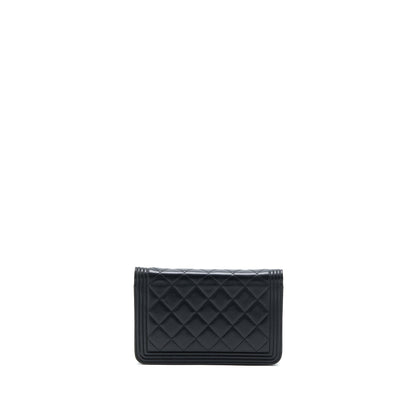 Chanel Boy Wallet On Chain Lambskin Black SHW