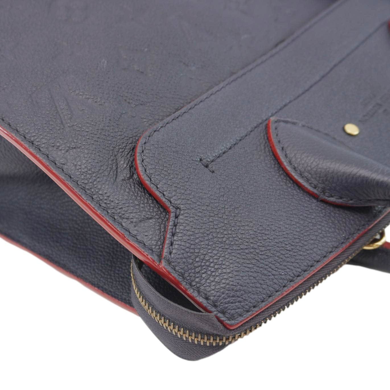 LOUIS VUITTON Pont Neuf MM Empreinte Leather Satchel Bag Marine Rouge