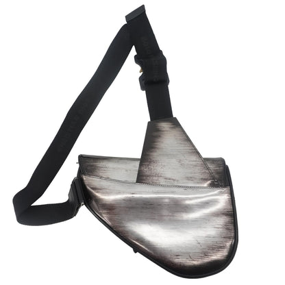 Christian Dior Saddle Leather Crossbody Bag Silver