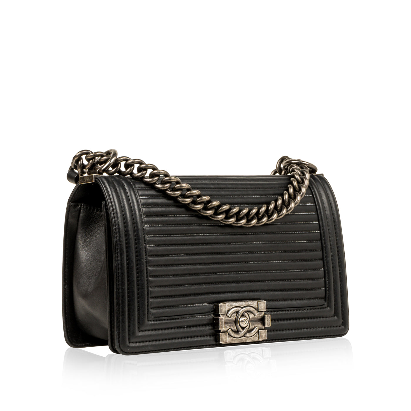 Chanel Boy Bag Lambskin Black Shoulder Bag Style 60