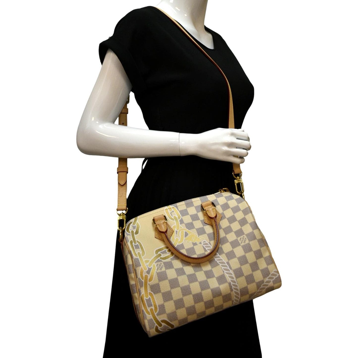 LOUIS VUITTON Nautical 25 Bandouliere Damier Azur Shoulder Bag White