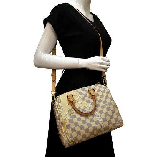 LOUIS VUITTON Nautical 25 Bandouliere Damier Azur Shoulder Bag White