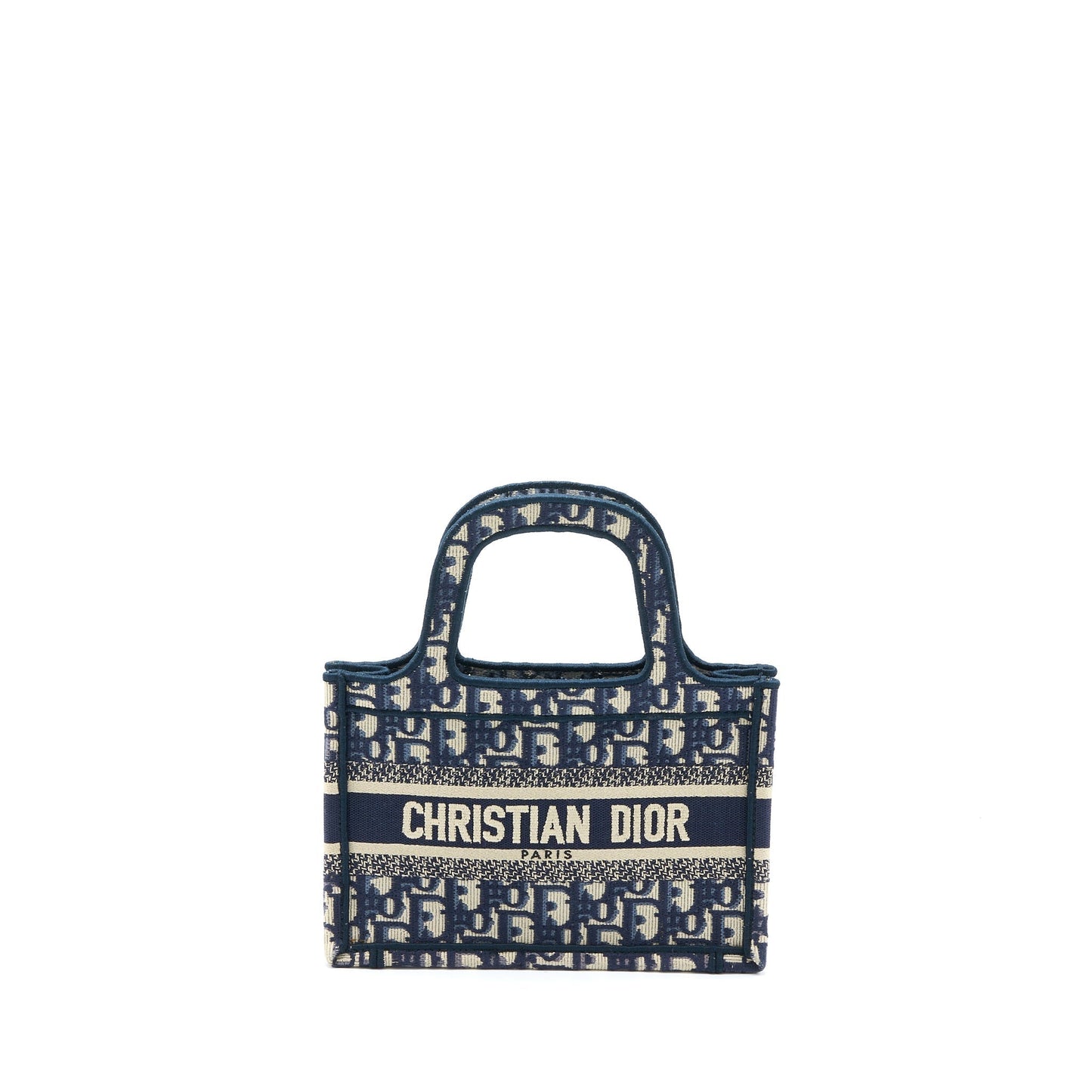 Dior Mini Book Tote Blue Oblique Embroidery