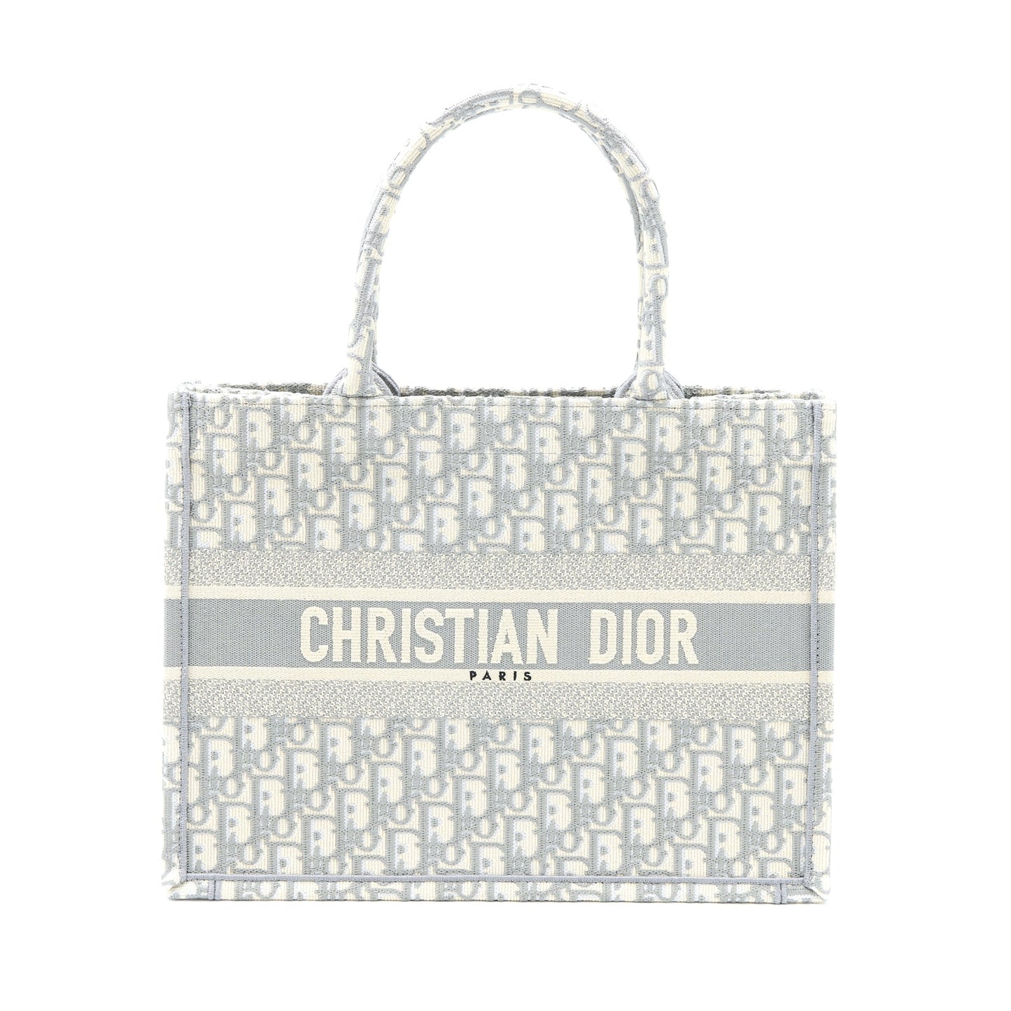 Dior Medium Book Tote Dior Oblique Embroidery Canvas Grey