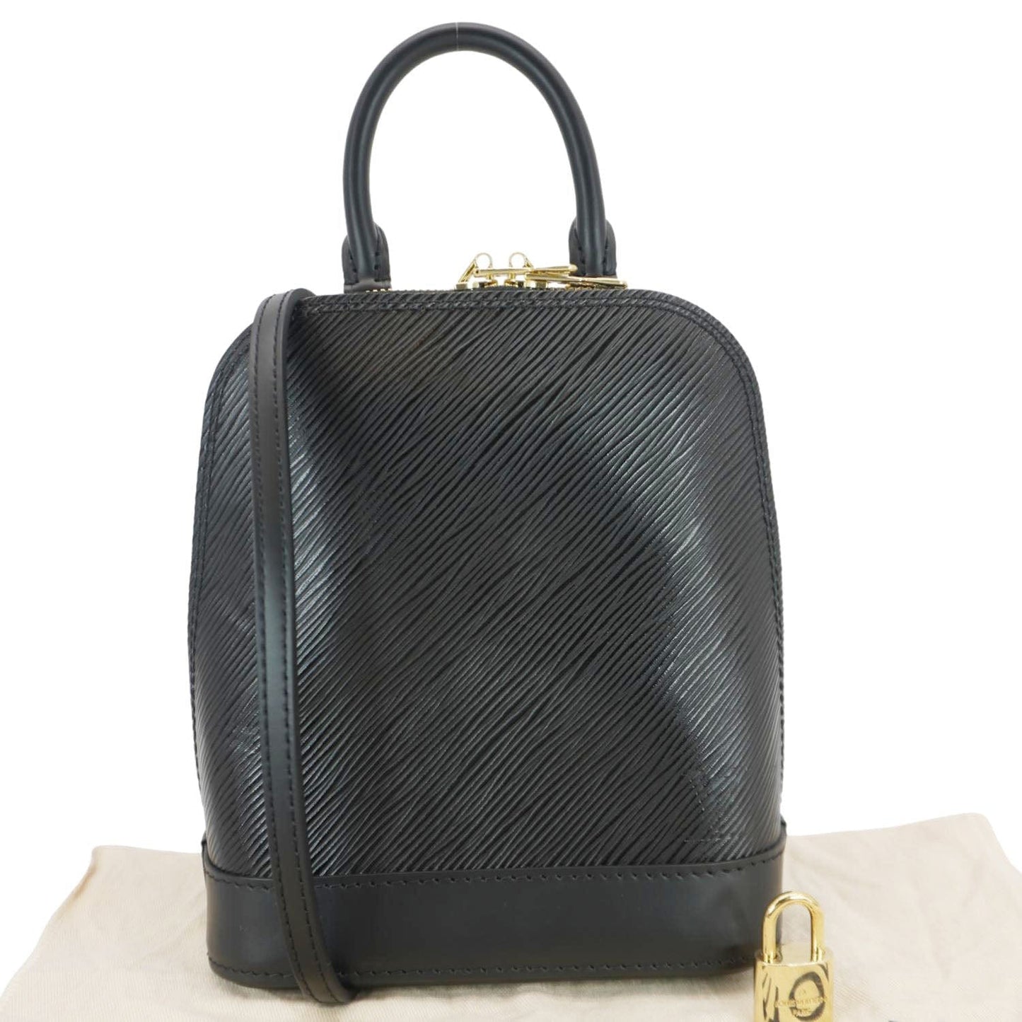 LOUIS VUITTON Alma Epi Leather Backpack Black