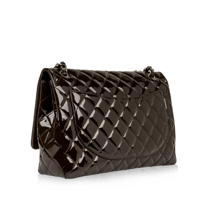 Chanel Classic Flap Patent Leather Brown Shoulder Bag Patent Leather