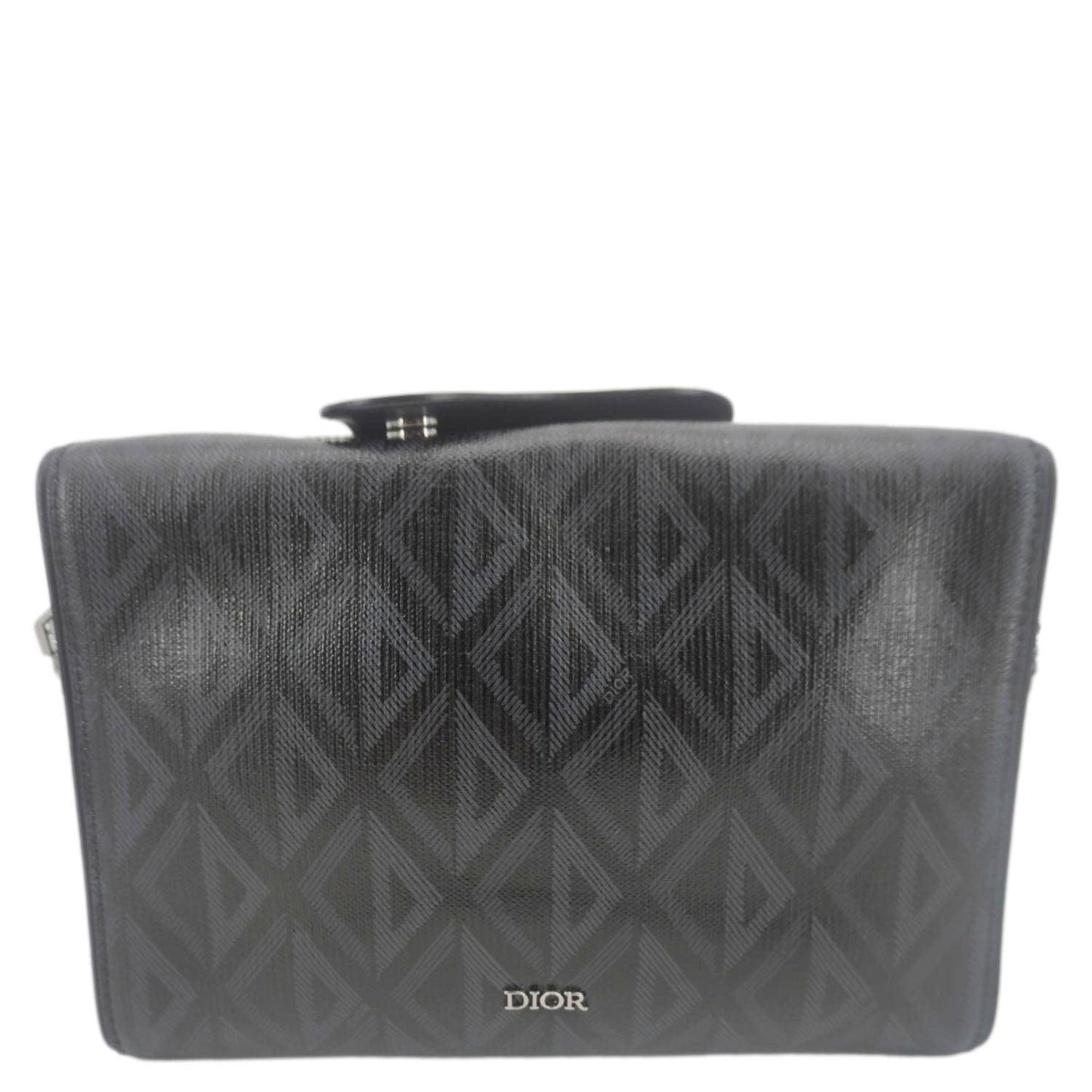 CHRISTIAN DIOR Lingot 22 CD Diamond Canvas Messenger Bag Black