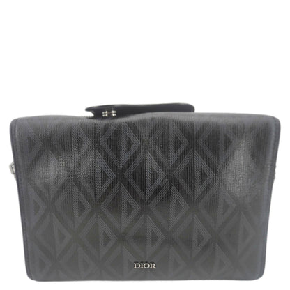 CHRISTIAN DIOR Lingot 22 CD Diamond Canvas Messenger Bag Black