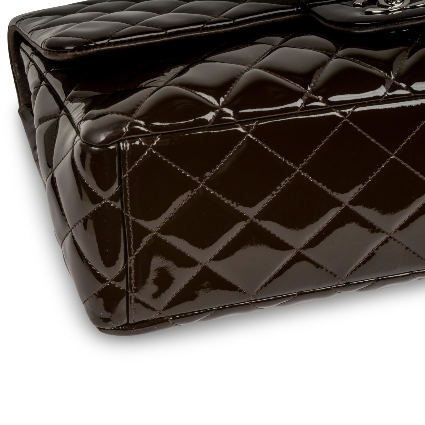 Chanel Classic Flap Patent Leather Brown Shoulder Bag Patent Leather