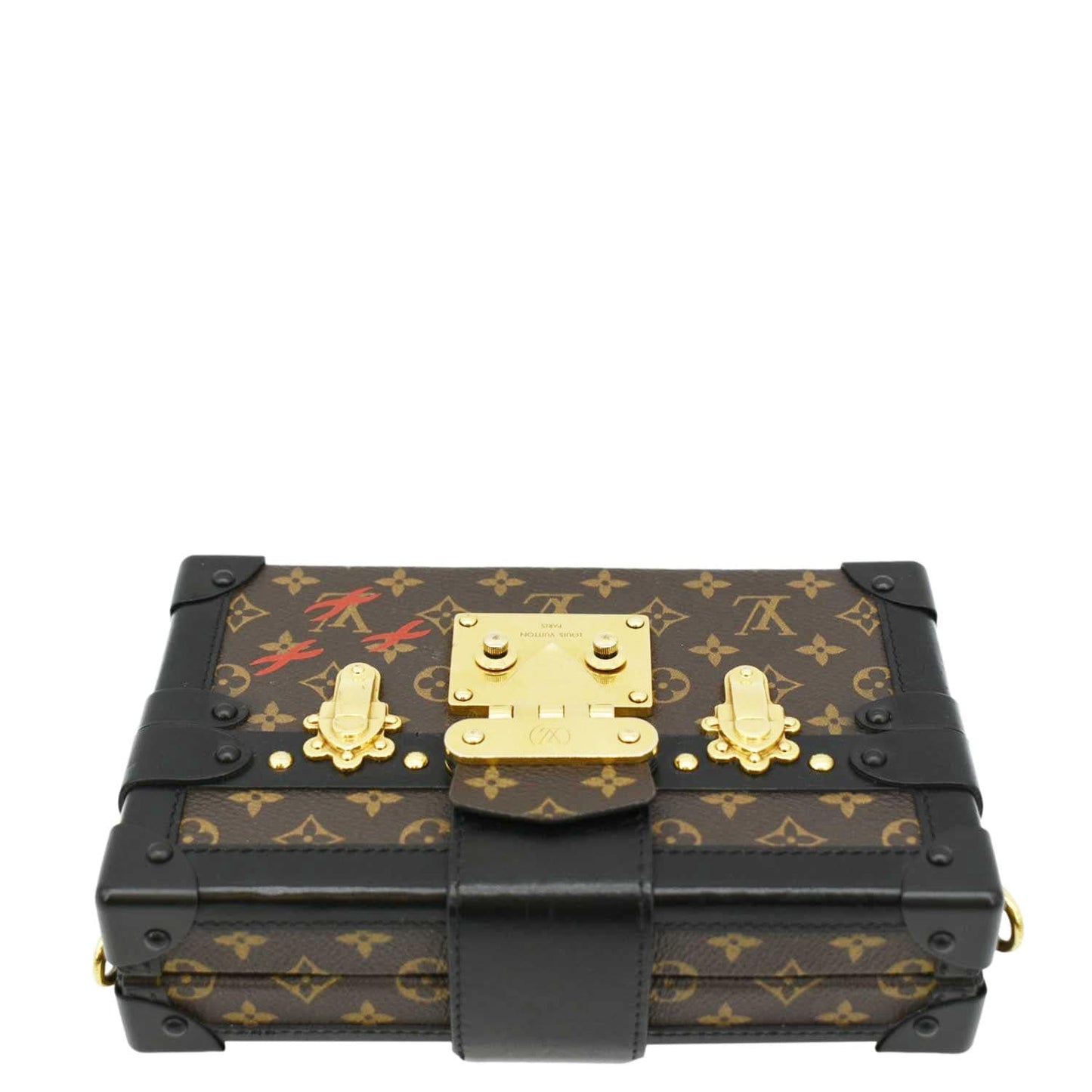LOUIS VUITTON Petite Malle Monogram Canvas Shoulder Bag Brown
