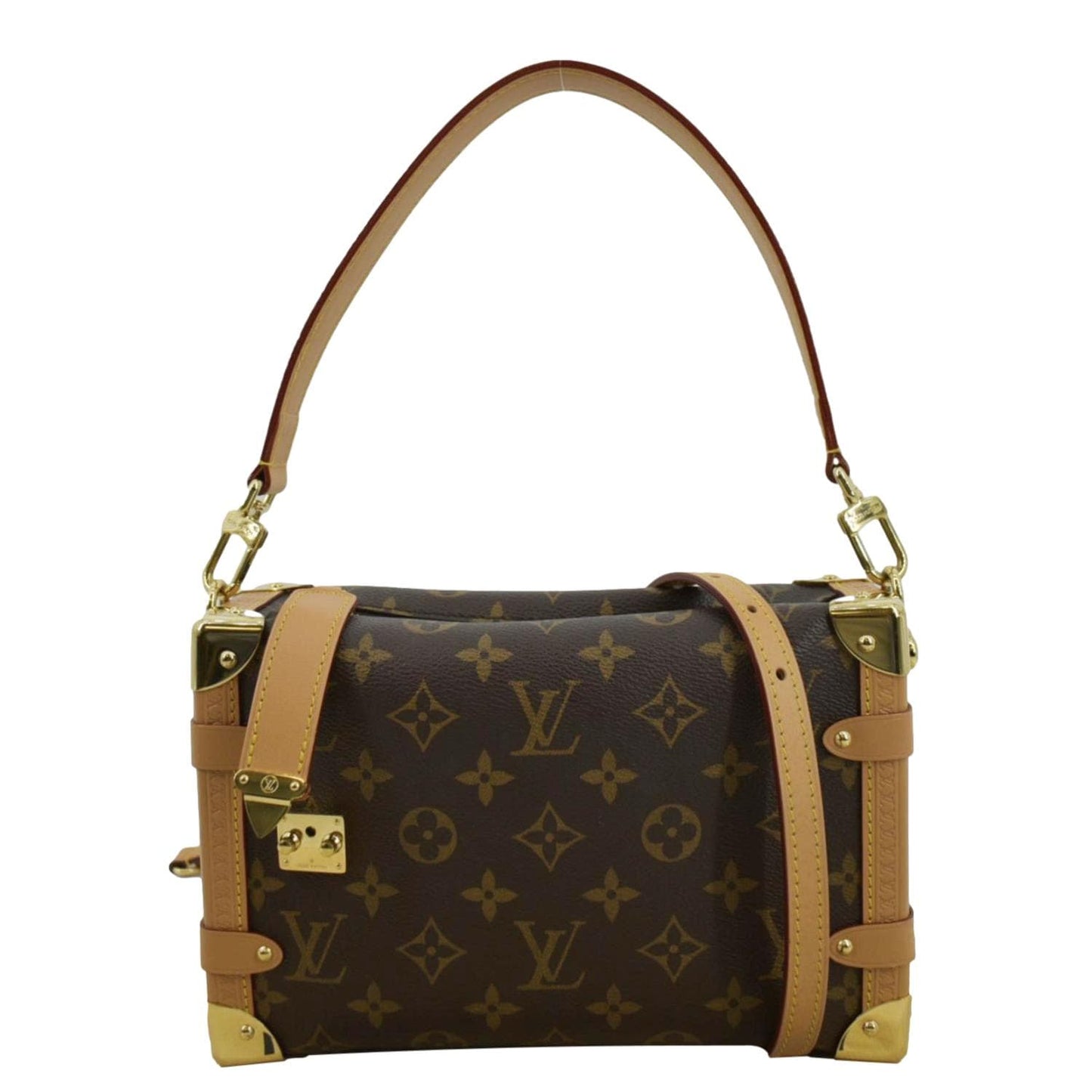 LOUIS VUITTON Side Trunk Monogram Canvas Crossbody Bag Brown