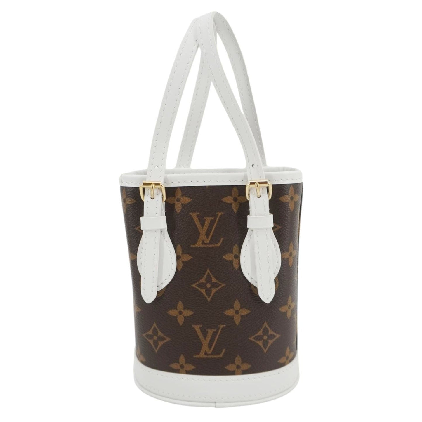 LOUIS VUITTON Nano Bucket Monogram Canvas Crossbody Bag White