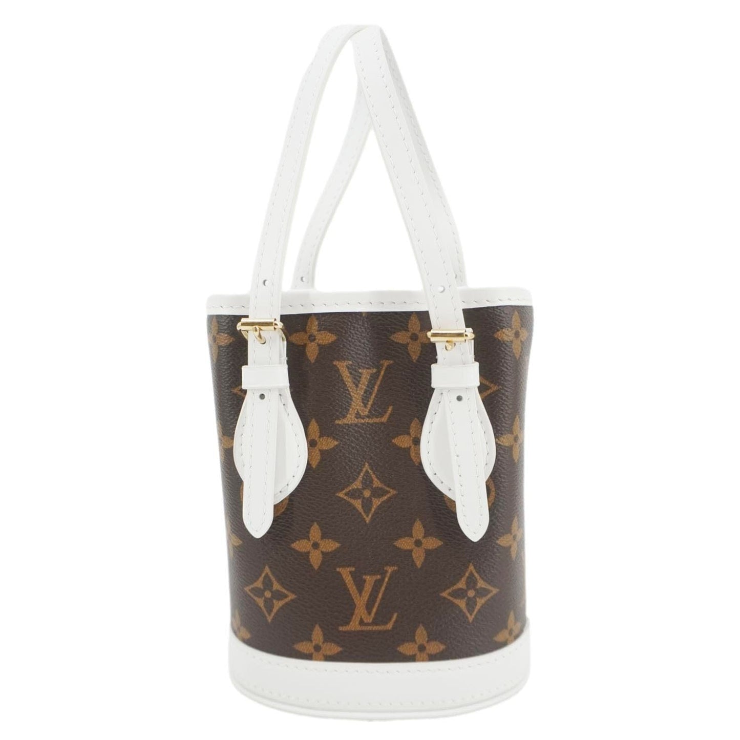 LOUIS VUITTON Nano Bucket Monogram Canvas Crossbody Bag White