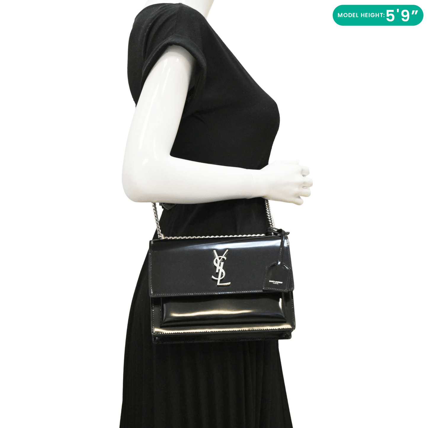 Saint Laurent Sunset Leather Black Shoulder Bag Style 6