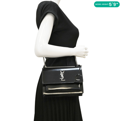 Saint Laurent Sunset Leather Black Shoulder Bag Style 6