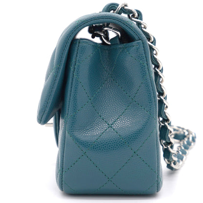 Chanel Blue Classic Caviar Leather Rectangular Mini Flap Bag