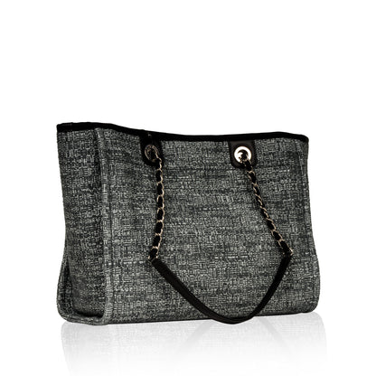 Chanel Cambon Tweed Black Tote Bag Tweed