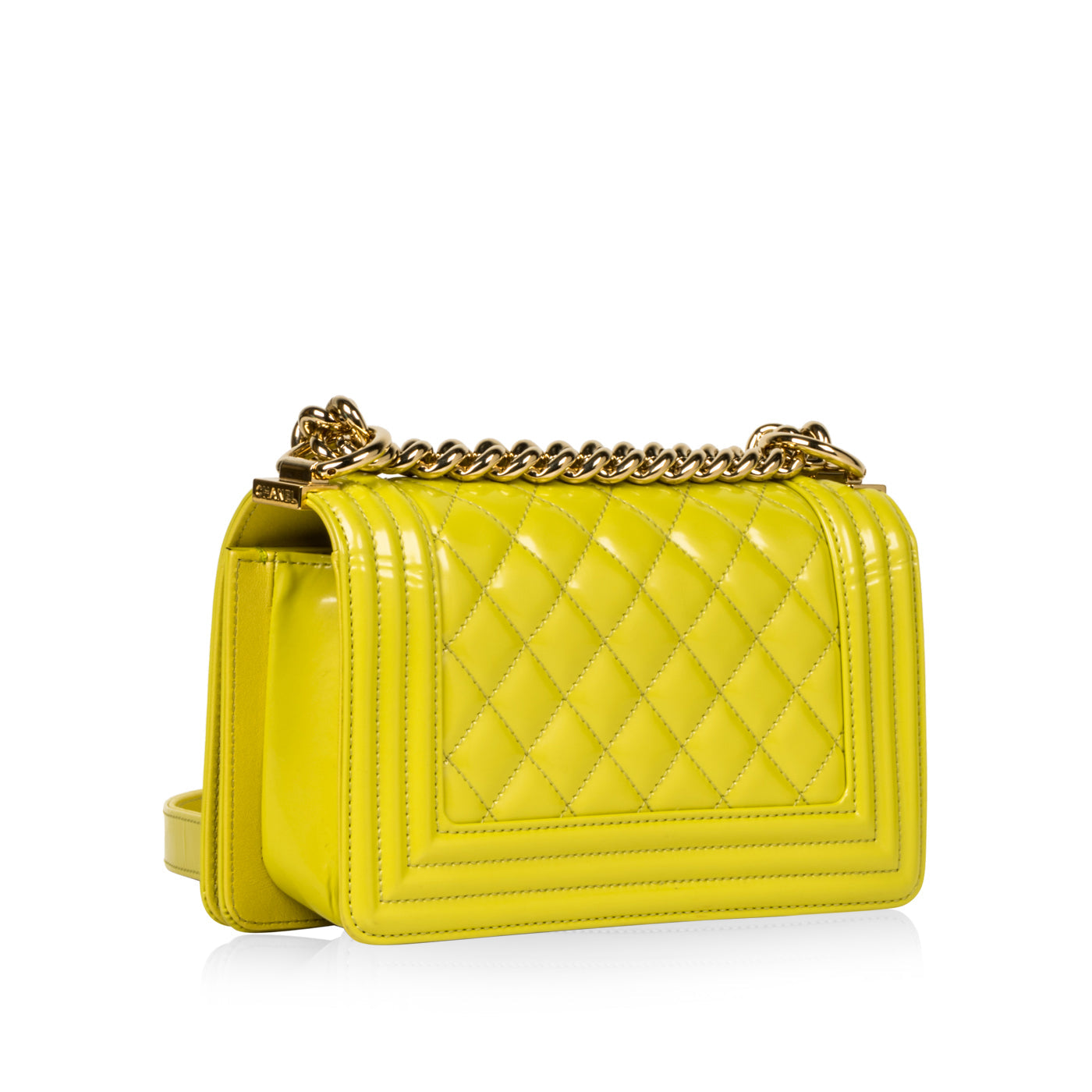 Chanel Boy Bag Patent Leather Gold Shoulder Bag