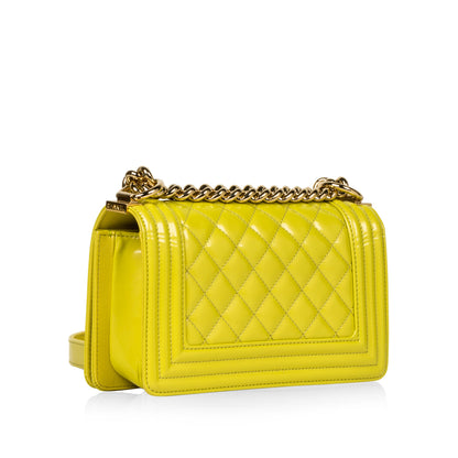 Chanel Boy Bag Patent Leather Gold Shoulder Bag