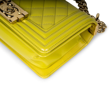 Chanel Boy Bag Patent Leather Gold Shoulder Bag