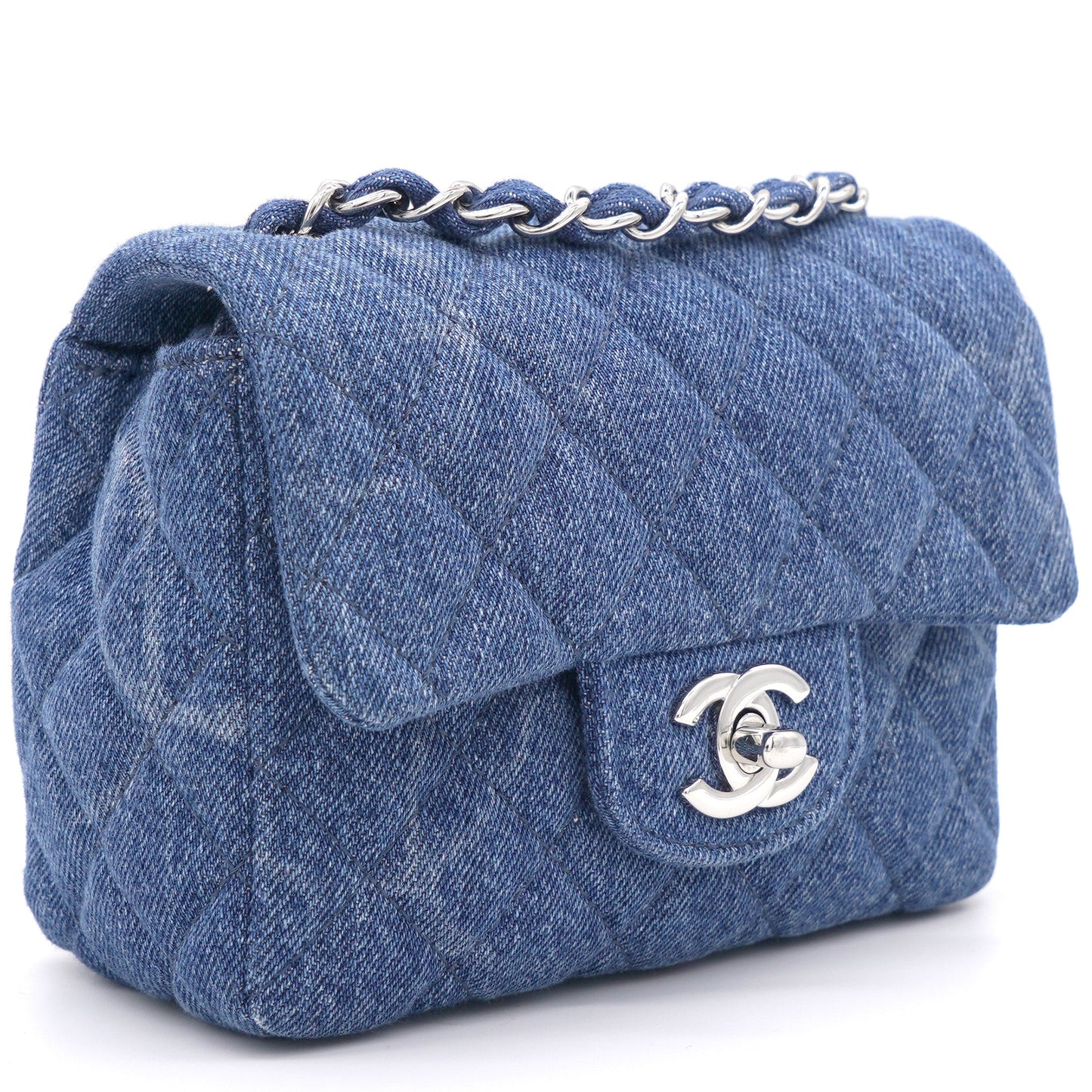 Chanel Blue Quilted Mini Square Classic Flap Bag