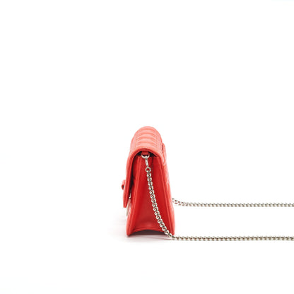 Dior Miss Dior Pouch with Chain Poppy Orange