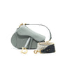 Dior Medium Saddle Purse Grained Calfskin Grey with Dior canvas Shoulder strap