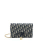 Dior Saddle Pouch With Chain Blue Dior Oblique Jacquard