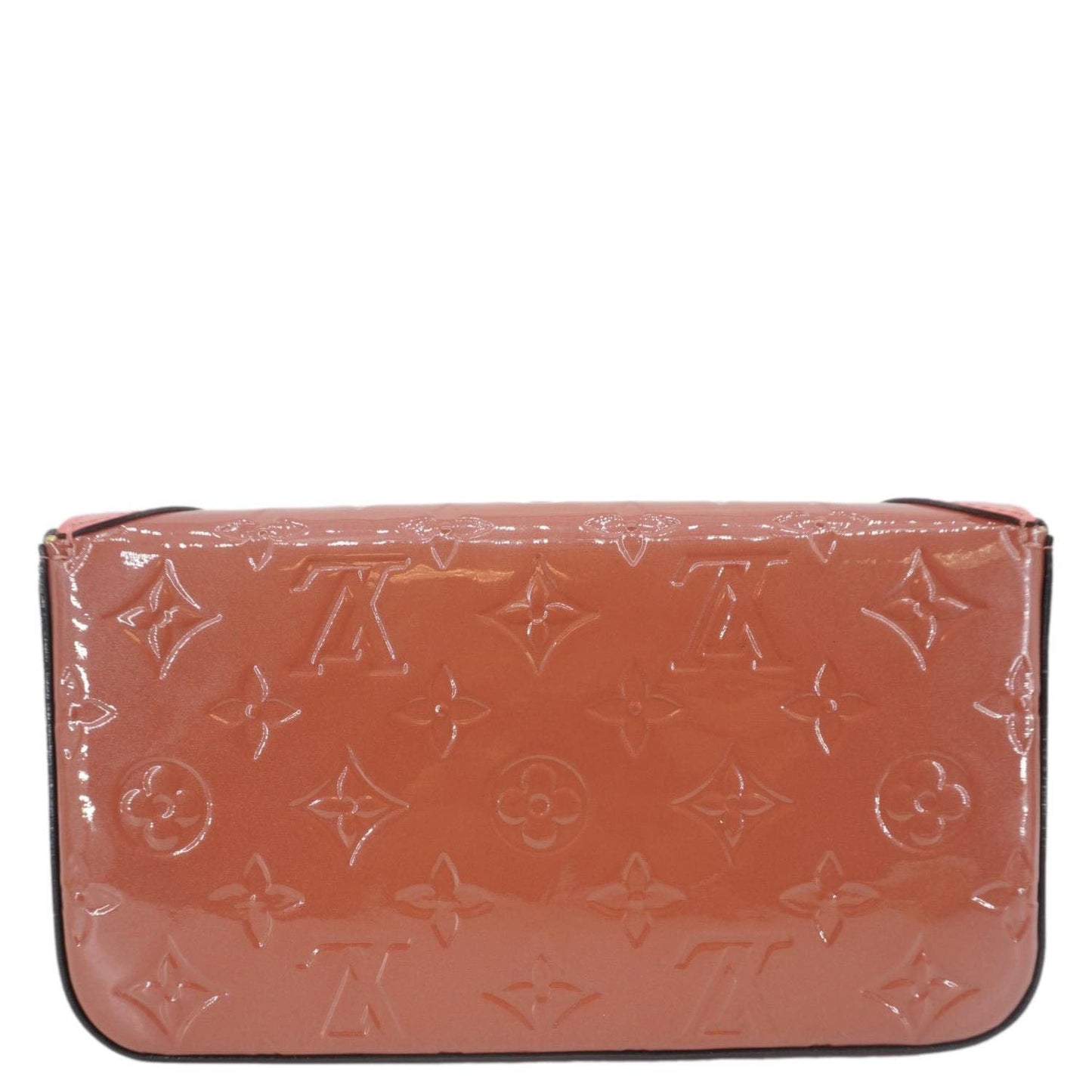 LOUIS VUITTON Valentine Dog Felicie Monogram Vernis Crossbody Bag Orange