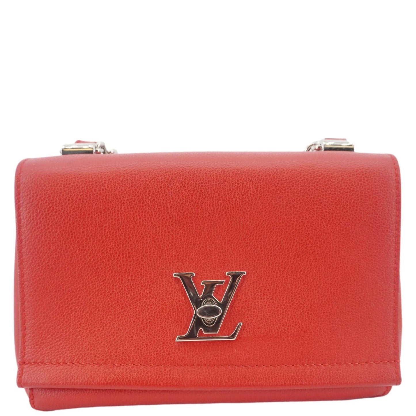 LOUIS VUITTON Lockme II BB Pebbled Leather Crossbody Bag Rubis
