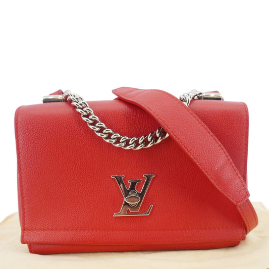 LOUIS VUITTON Lockme II BB Pebbled Leather Crossbody Bag Rubis