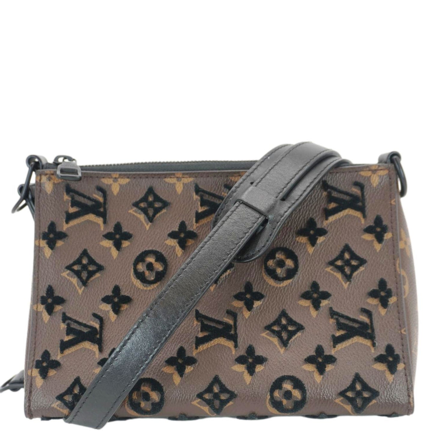 LOUIS VUITTON Triangle Monogram Tuffetage Messenger Bag Brown