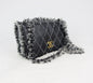 Chanel Black Leather tweed trim 10" Flap Bag