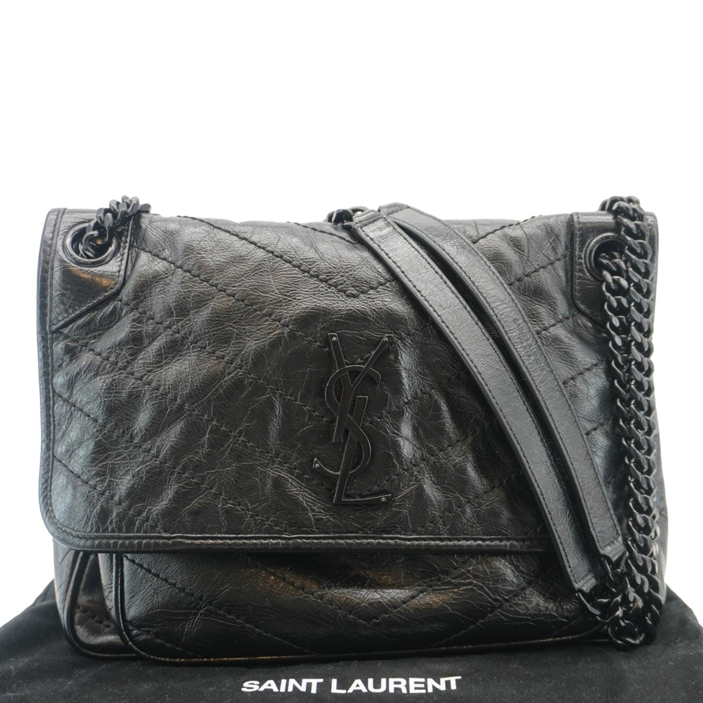 Saint Laurent Niki Leather Black Shoulder Bag Style 7