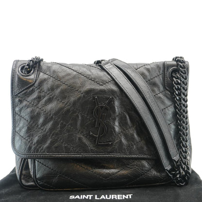 Saint Laurent Niki Leather Black Shoulder Bag Style 7