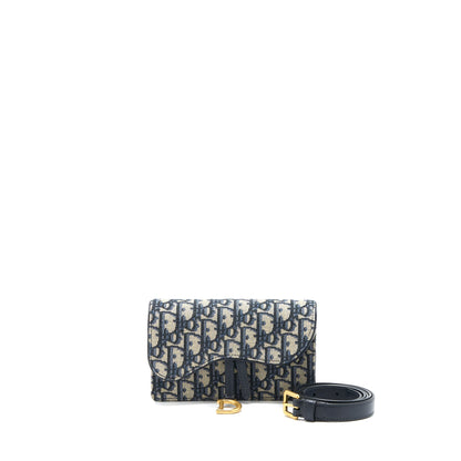 Dior Saddle Belt Pouch Blue Oblique Jacquard Brushed