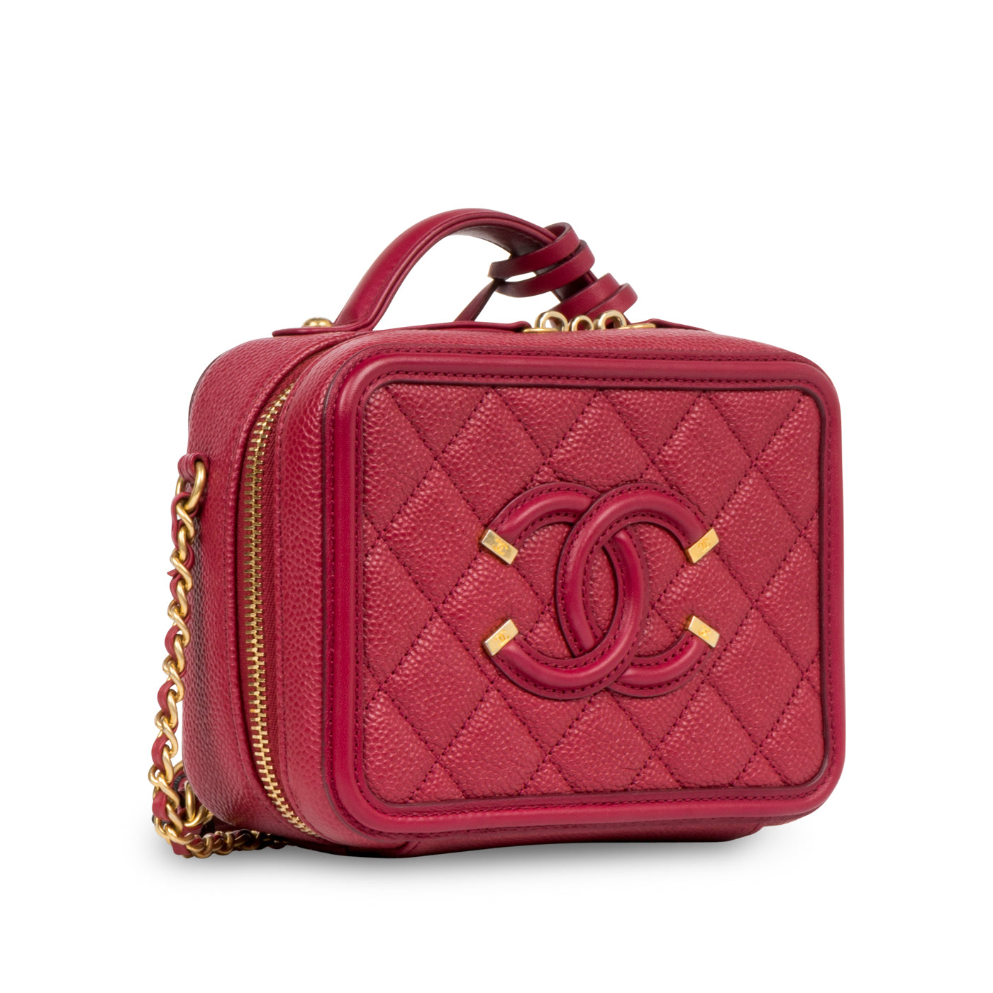 Chanel Vanity Caviar Gold Clutch Style 2
