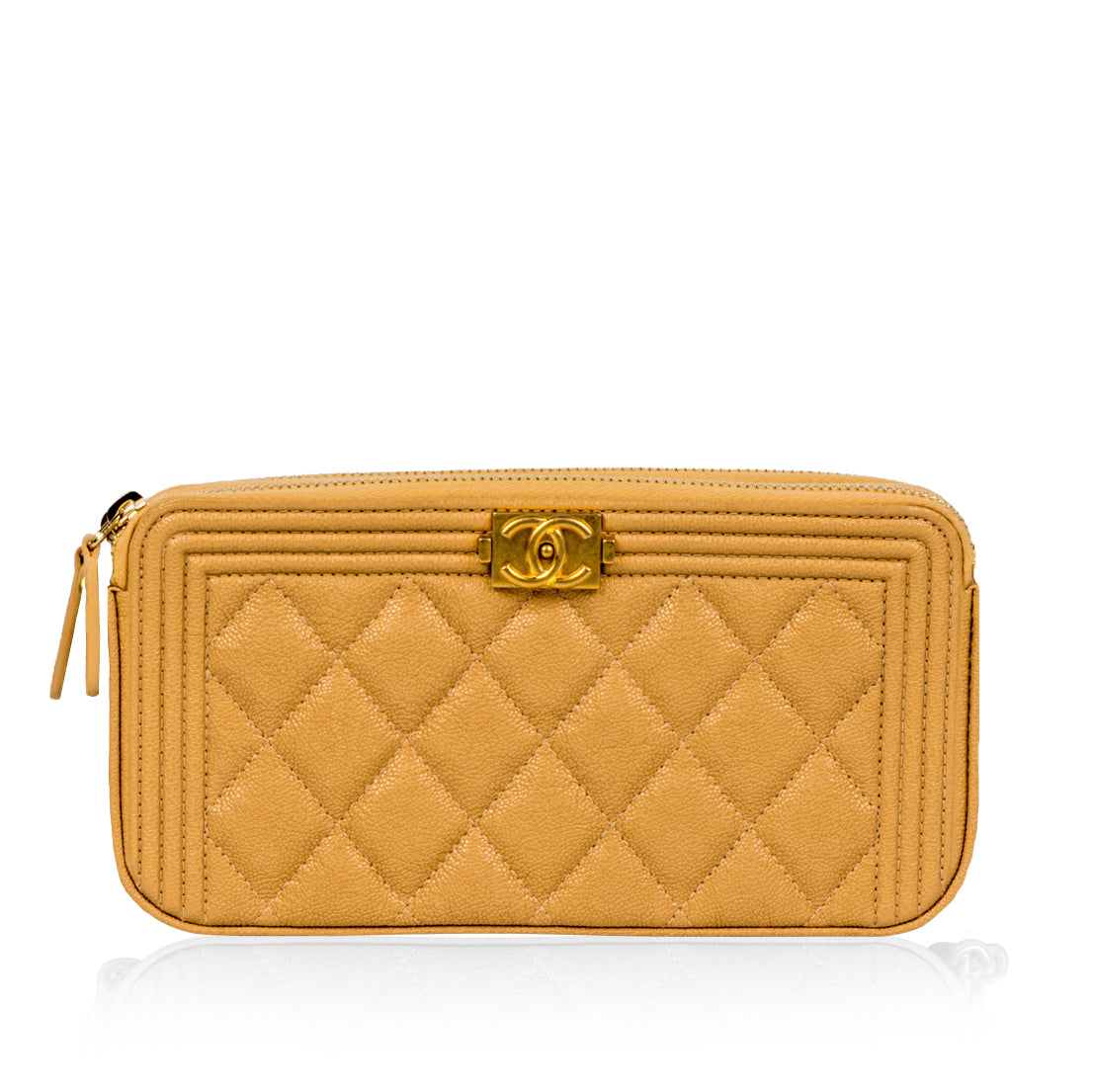 Chanel Boy Double Zip Clutch On Chain