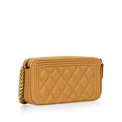 Chanel Boy Double Zip Clutch On Chain