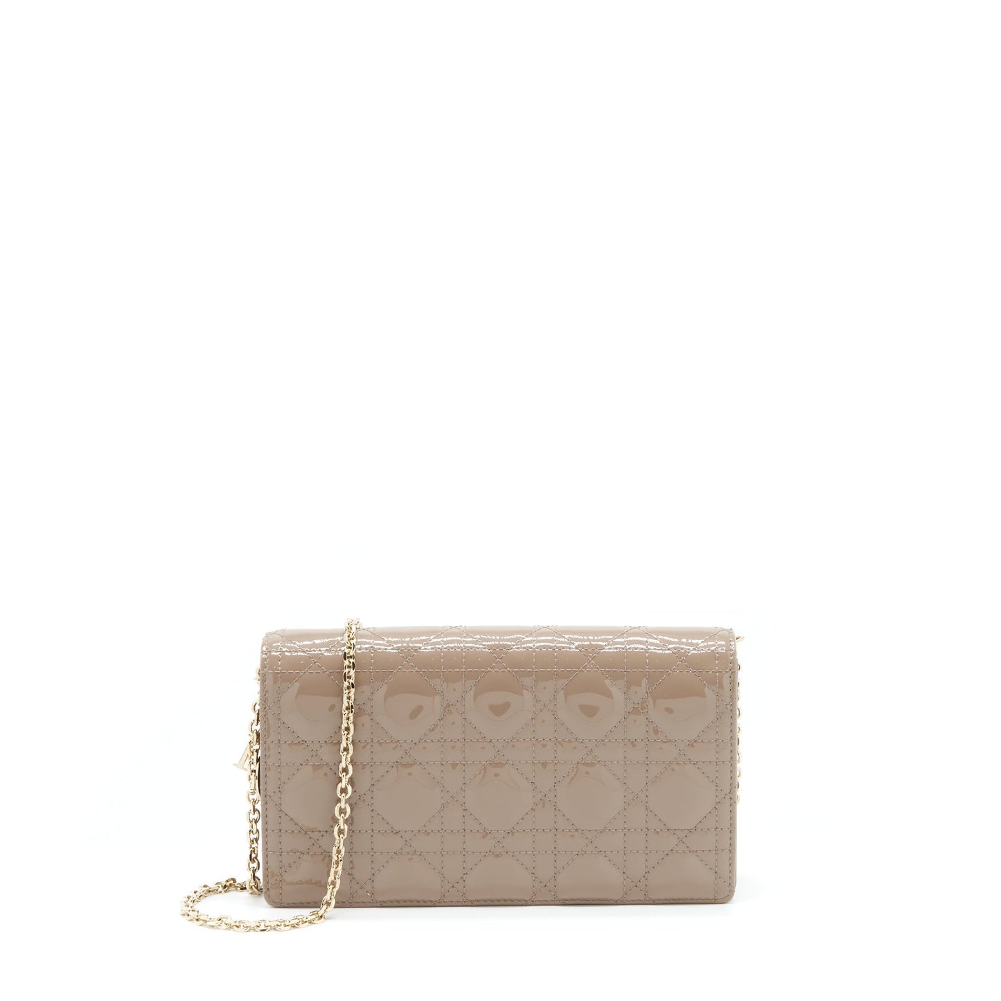 Dior Lady Dior Pouch Patent Calfskin Warm Taupe