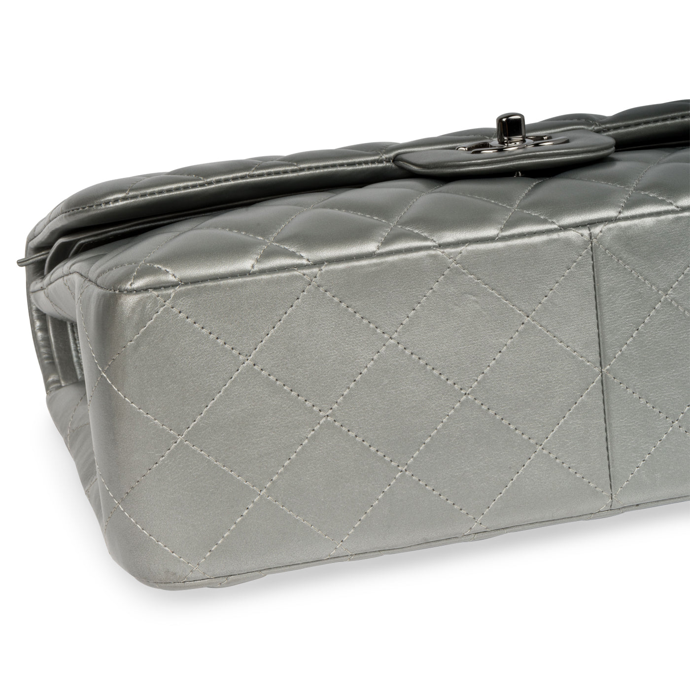 Chanel Classic Flap Lambskin Silver Shoulder Bag Style 14