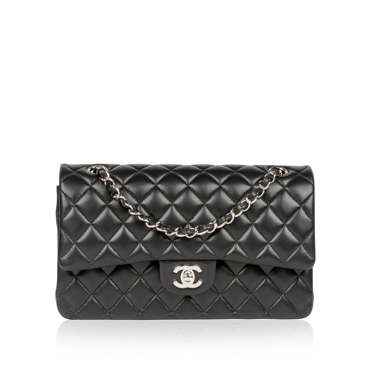 Chanel Classic Flap Lambskin Black Shoulder Bag Style 153