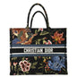 CHRISTIAN DIOR Book Embroidery Canvas Tote Bag Multicolor